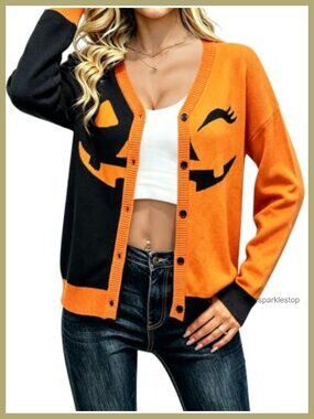 Knit Cat Cardigan Button Down V Neck Long Sleeve Sweater
